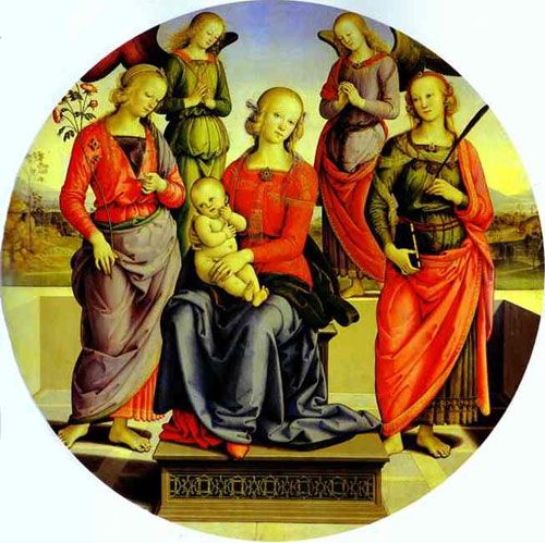 FIG. 31.—PERUGINO. MADONNA, SAINTS, AND ANGELS. LOUVRE.