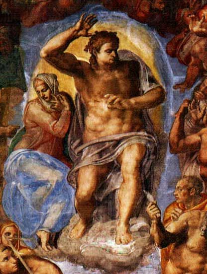 CENTRAL FIGURES OF THE LAST JUDGMENT. Sistine Chapel, Rome.