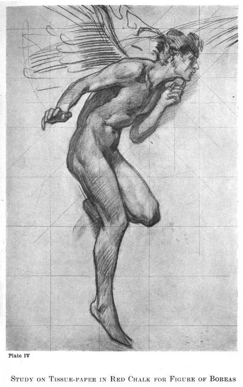 Plate IV. STUDY ON TISSUE-PAPER IN RED CHALK FOR FIGURE OF BOREAS